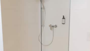 Shower, towels, toilet paper
