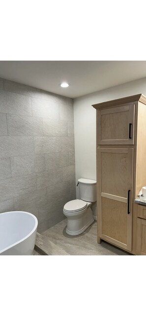 Secador de cabelo, toalhas de banho, sabonete, papel higiênico