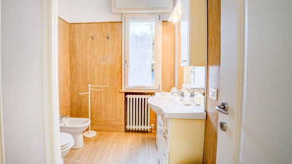 Dusche, Haartrockner, Bidet, Handtücher