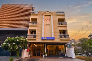 A hotel with a sign for 'AURA AZURE' and 'fabHOTELS' on the facade. - FabHotel Aura Azure, Mahalaxmi Nagar (Indore)