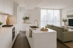 Deluxe-Zimmer | Eigene Küche | Kühlschrank, Mikrowelle, Ofen, Herdplatte