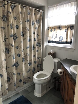 Shower, hair dryer, towels, soap - Classic Bay Head Beach House Get Away - 2 bedroom Apt in Classic Bay Head Home (Bay Head)