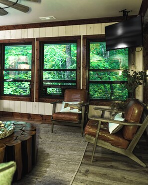 Interior - Waterfront Cabin with Waterfall View, Private Firepit & Hiking Trails, WiFi (Robbinsville)