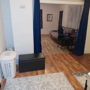 Living area - 2-bedroom apt at edge of historic downtown Hancock & near Portage Lake w AC (Hancock)