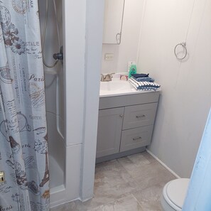 Shower, hair dryer, towels, soap - 2-bedroom apt at edge of historic downtown Hancock & near Portage Lake w AC (Hancock)