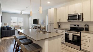 Fridge, dining tables