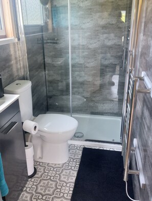 Shower, hair dryer, towels, soap - Cosy retreat at Daisy Cabin in Mid Wales/Pet Friendly/ Undercover hot tub/Garden (Llanbrynmair)
