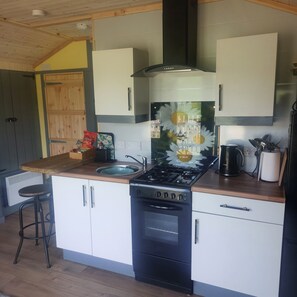 Private kitchen - Cosy retreat at Daisy Cabin in Mid Wales/Pet Friendly/ Undercover hot tub/Garden (Llanbrynmair)