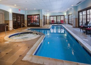 A large indoor swimming pool with a hot tub, seating area, and large windows. - Ascent 301, 3BD Condo in Avon With Amenities (Avon)