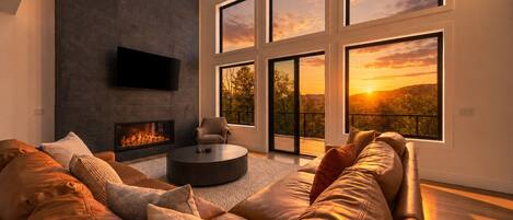 Smart-TV, Kamin, Videospiele, Tischfußball