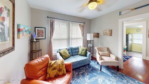 Living area - Peaceful 2-bedroom apartment..in charming Old St. Augustine Lofty Treetop" (St. Augustine)