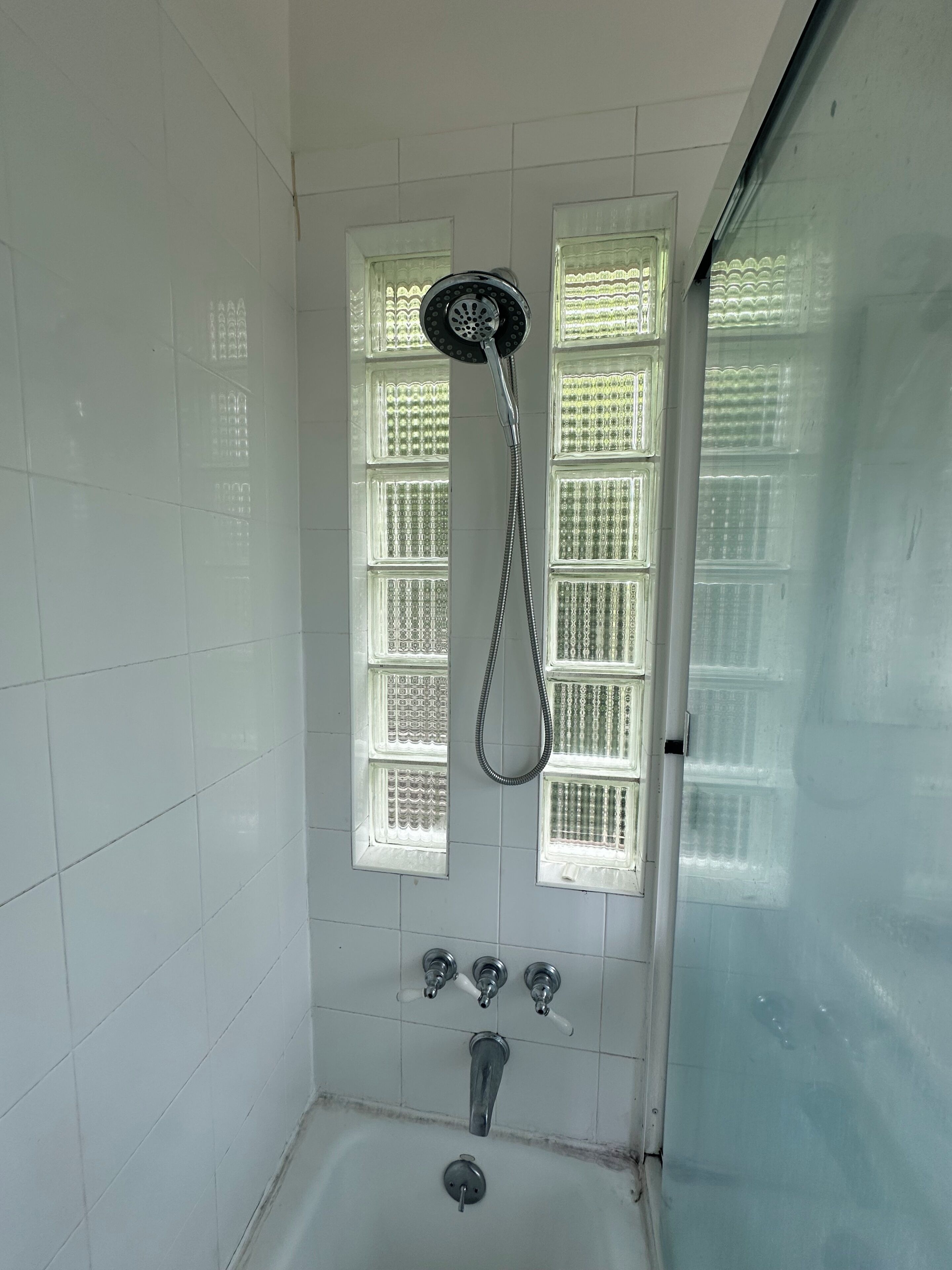 Bidet, towels, soap, toilet paper