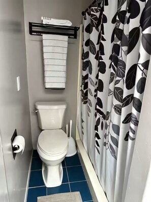 Shower, hair dryer, towels, soap - Puget Sound View Room (Federal Way)