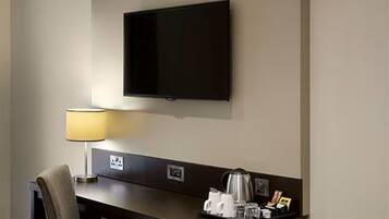 Desk, blackout curtains, iron/ironing board, free WiFi