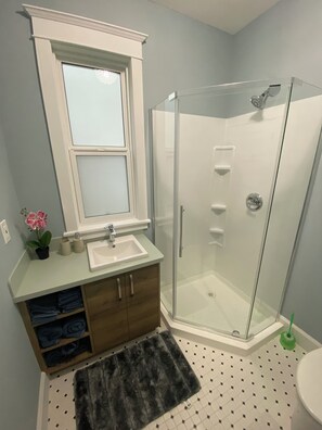 Shower, hair dryer, towels, soap - Charming home in Lethbridge with piano, beautiful neighborhood, central location (Lethbridge)