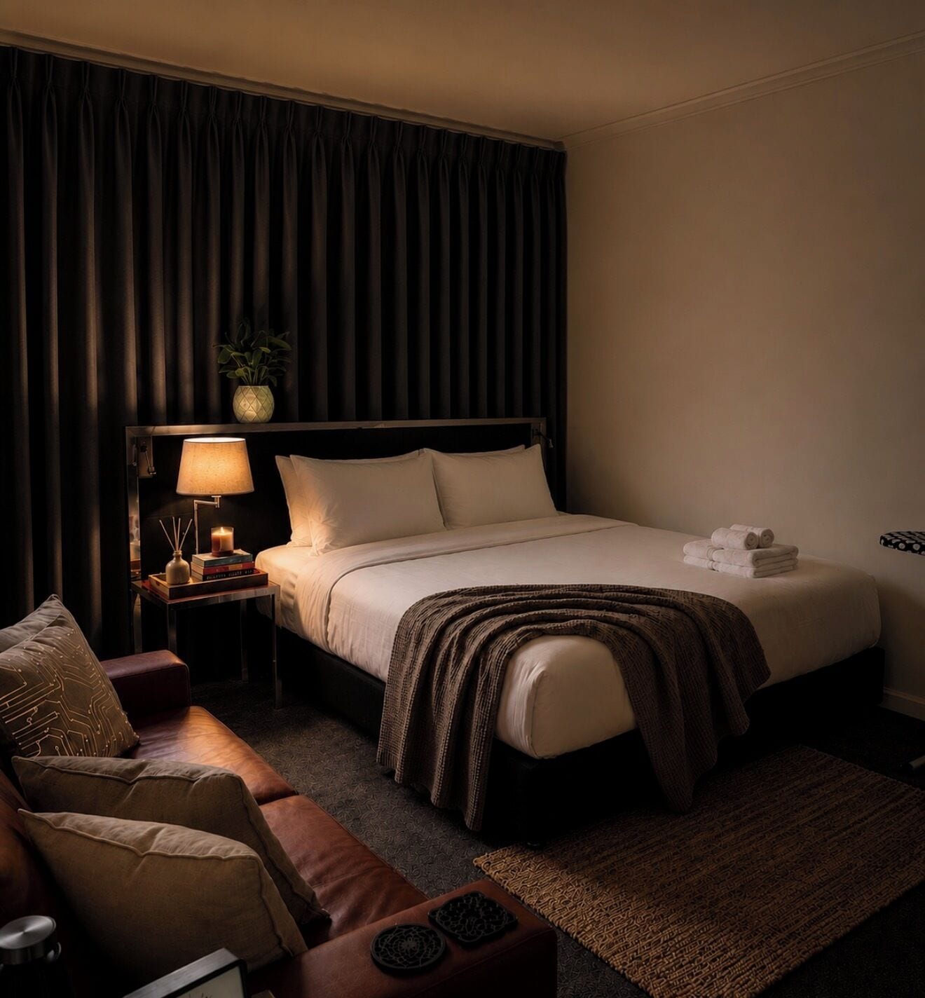 Luxury Studio Suite | Desk, laptop workspace, WiFi (free), bed sheets