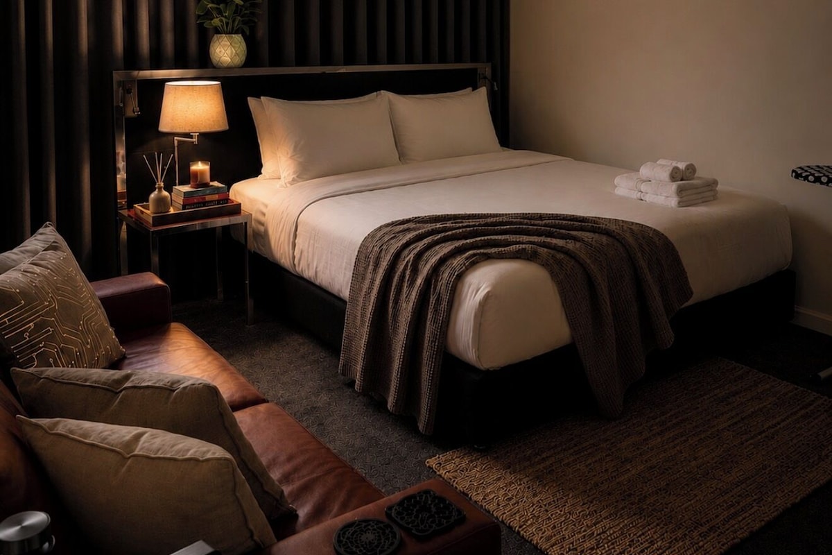 Luxury Studio Suite | Desk, laptop workspace, WiFi (free), bed sheets