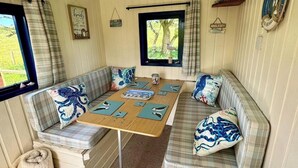 Dining - 'Bluebell' Charming Woodland Shepherds Hut nr Sea (Holyhead)