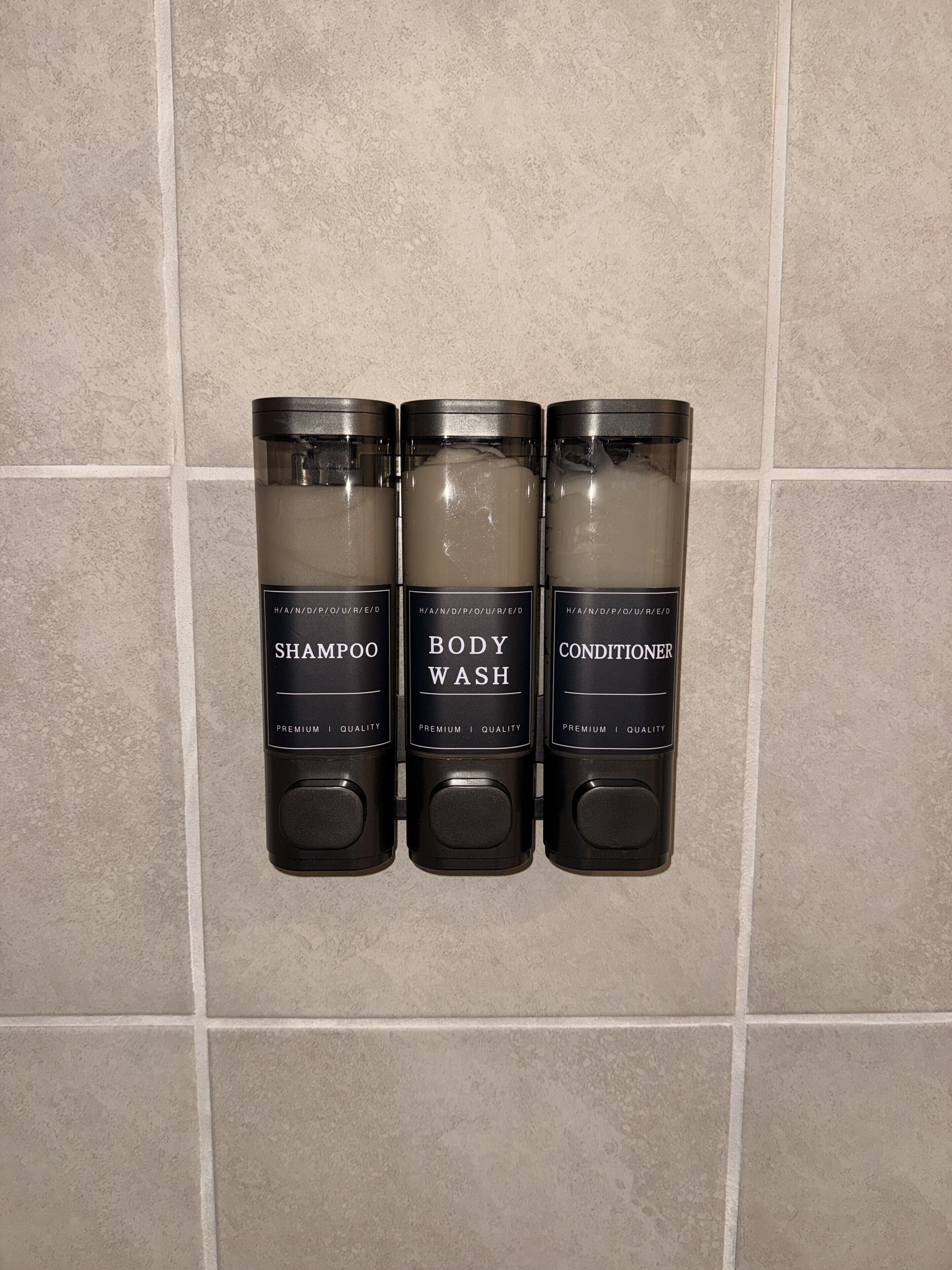 Shower, towels, soap, shampoo