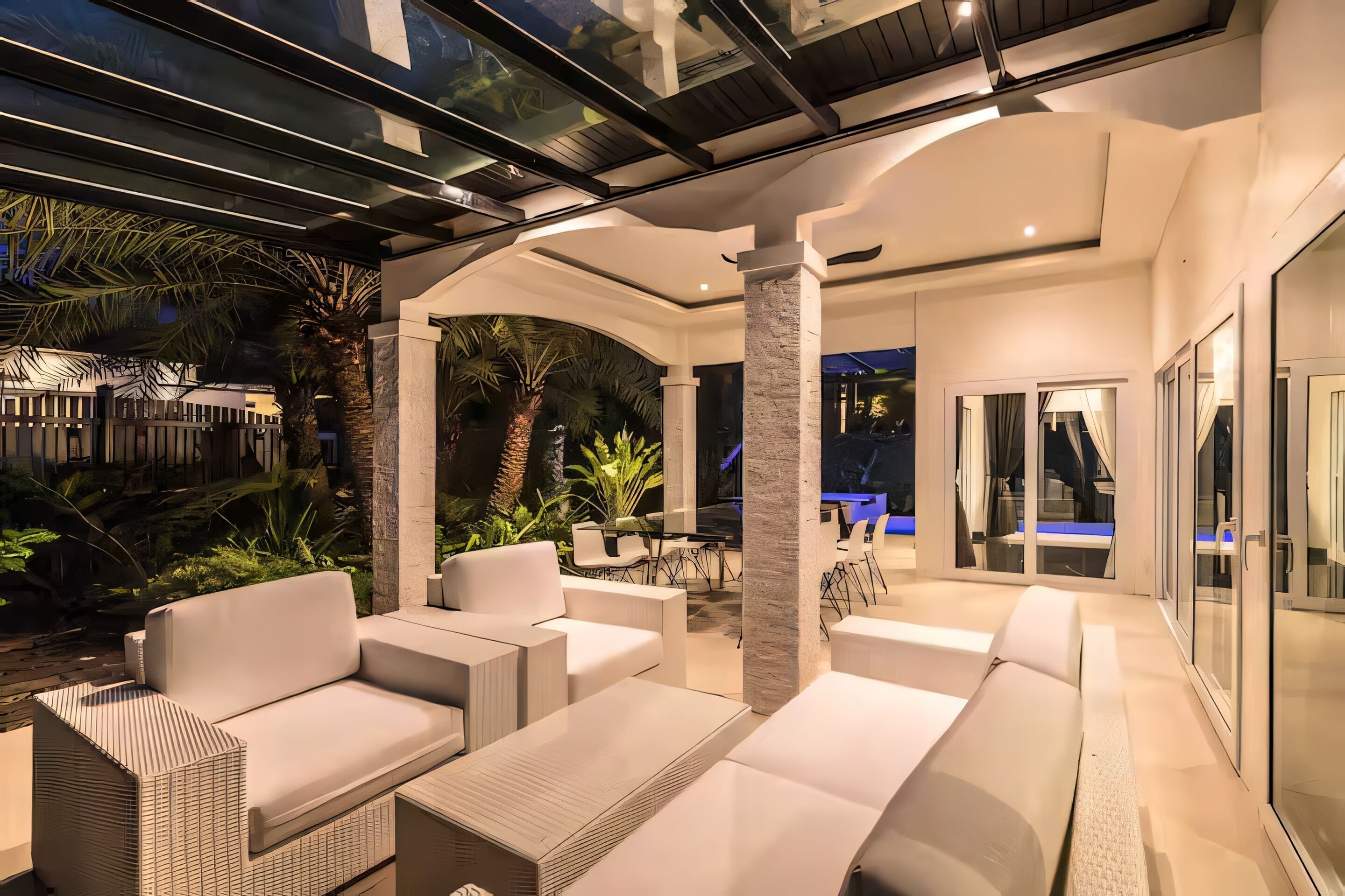 Vila superluxo, vista para o jardim | Terraço/pátio
