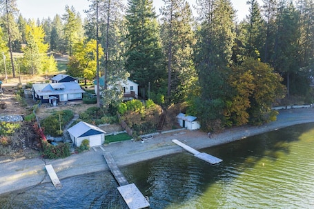 Exterior. Lakefront Cabin with Private Beach and Dock