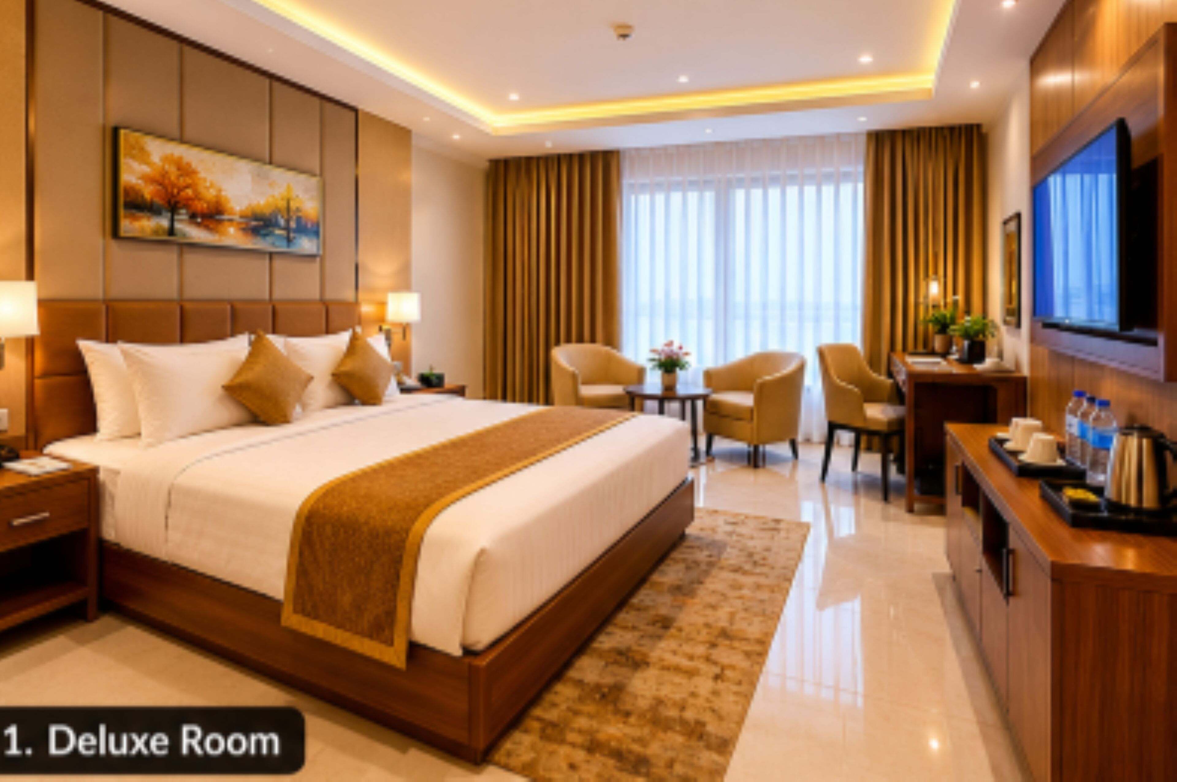 Deluxe Double Room, City View | Desk