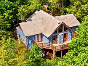 Exterior - Treetop Cabin • Hot Tub + Game Room + Wraparound Deck | Secluded in the Smokies (Sevierville)