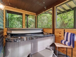 Indoor spa tub - Treetop Cabin • Hot Tub + Game Room + Wraparound Deck | Secluded in the Smokies (Sevierville)