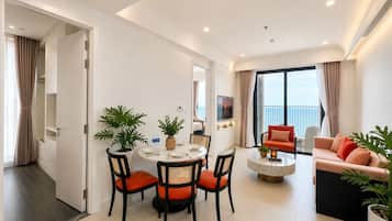 Junior Apartment, 2 Bedrooms, Balcony, Beach View | Living area