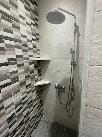Shower, hair dryer, towels. Avra Port House, Steps away from Porto Heli Port