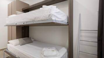 A bunk bed with a lower bed and a top bunk.