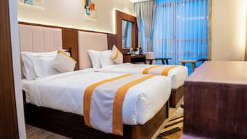 In-room safe, desk, laptop workspace, soundproofing