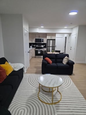 Apartment, 2 Bedrooms | Living room - Cozy Irvine Creek Walk-out Suite 10 Mins to YEG (Leduc County)
