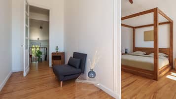Tabla de planchar con plancha, wifi y ropa de cama