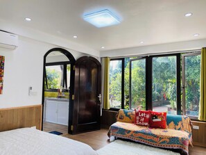 1 bedroom, iron/ironing board, WiFi, bed sheets - Cozy Haven Nest – Sunlit Glass & Green Views (Van Phu)
