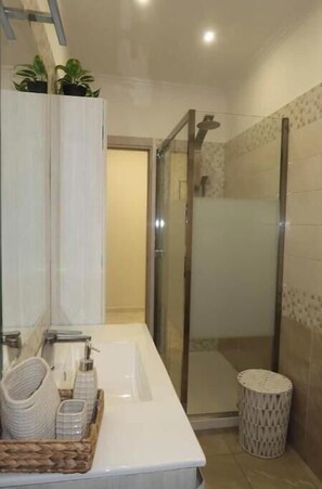 Shower, hair dryer, bidet, soap