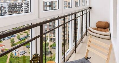 Modern Apartment with Library View