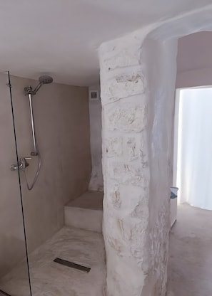 Ducha, secador de pelo y toallas