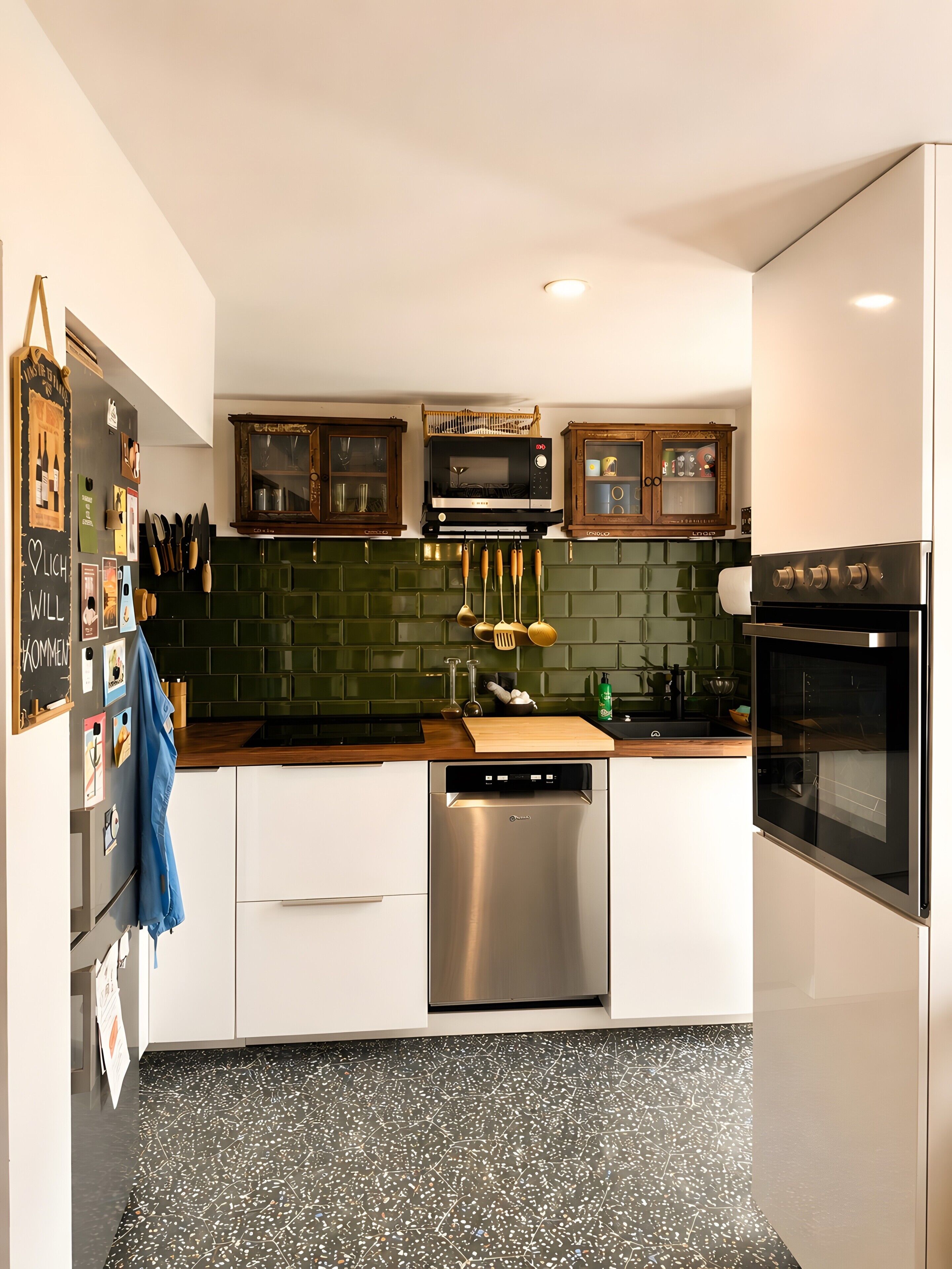 Geladeira, micro-ondas, fogão, cooktop