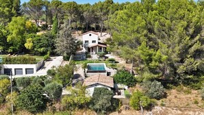 Un immobile residenziale con piscina, una casa indipendente e un ampio giardino.