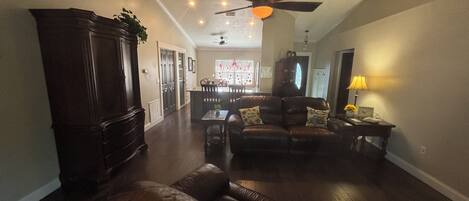 TV, DVD player, books, video library