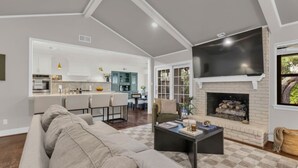 TV, fireplace - Luxury Stay Near Addison w/ Gym, Hot Tub & Pool (Dallas)