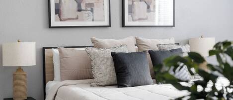 Find refreshment in the master bedroom with a king-sized bed and a private, attached bathroom for your ultimate comfort