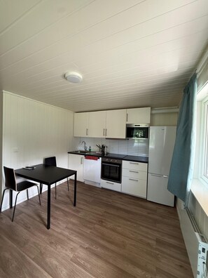 Mini-fridge, microwave, stovetop, cookware/dishes/utensils - Rygge Apartments (Moss)
