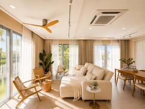 Signature-Villa, 4 Schlafzimmer, Küche, Strandblick | Wohnbereich