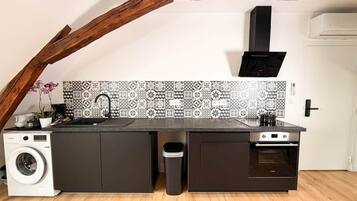 Fridge, microwave, oven, toaster