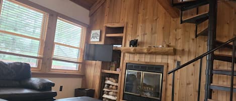 TV, fireplace
