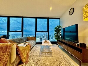 Basic Studio, City View | Living area - Sky High 3 Beds Apartment (Melbourne)