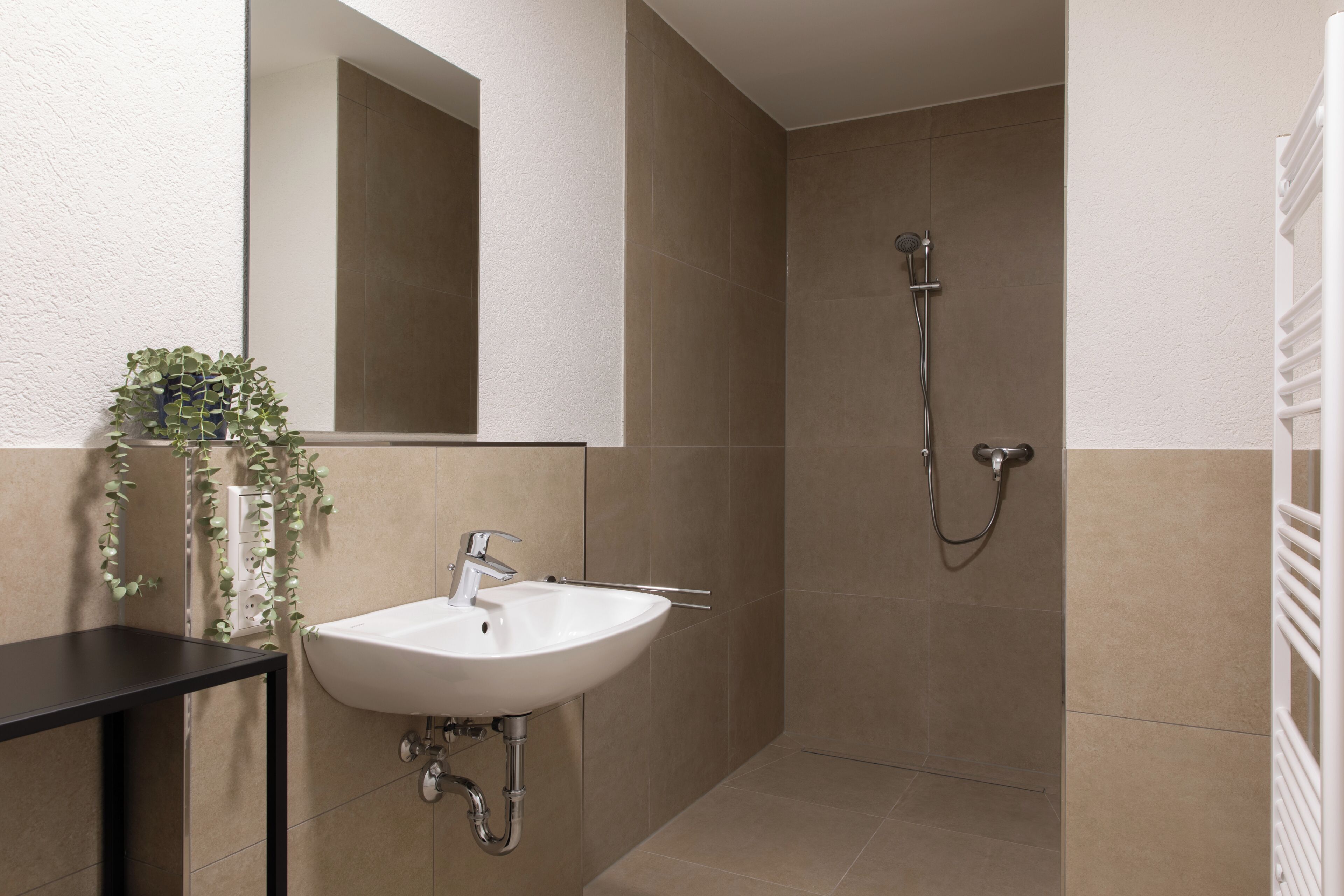 Deluxe-Apartment, 1 Queen-Bett, Stadtblick, Erdgeschoss | Badezimmer | Dusche, Handtücher, Shampoo, Toilettenpapier