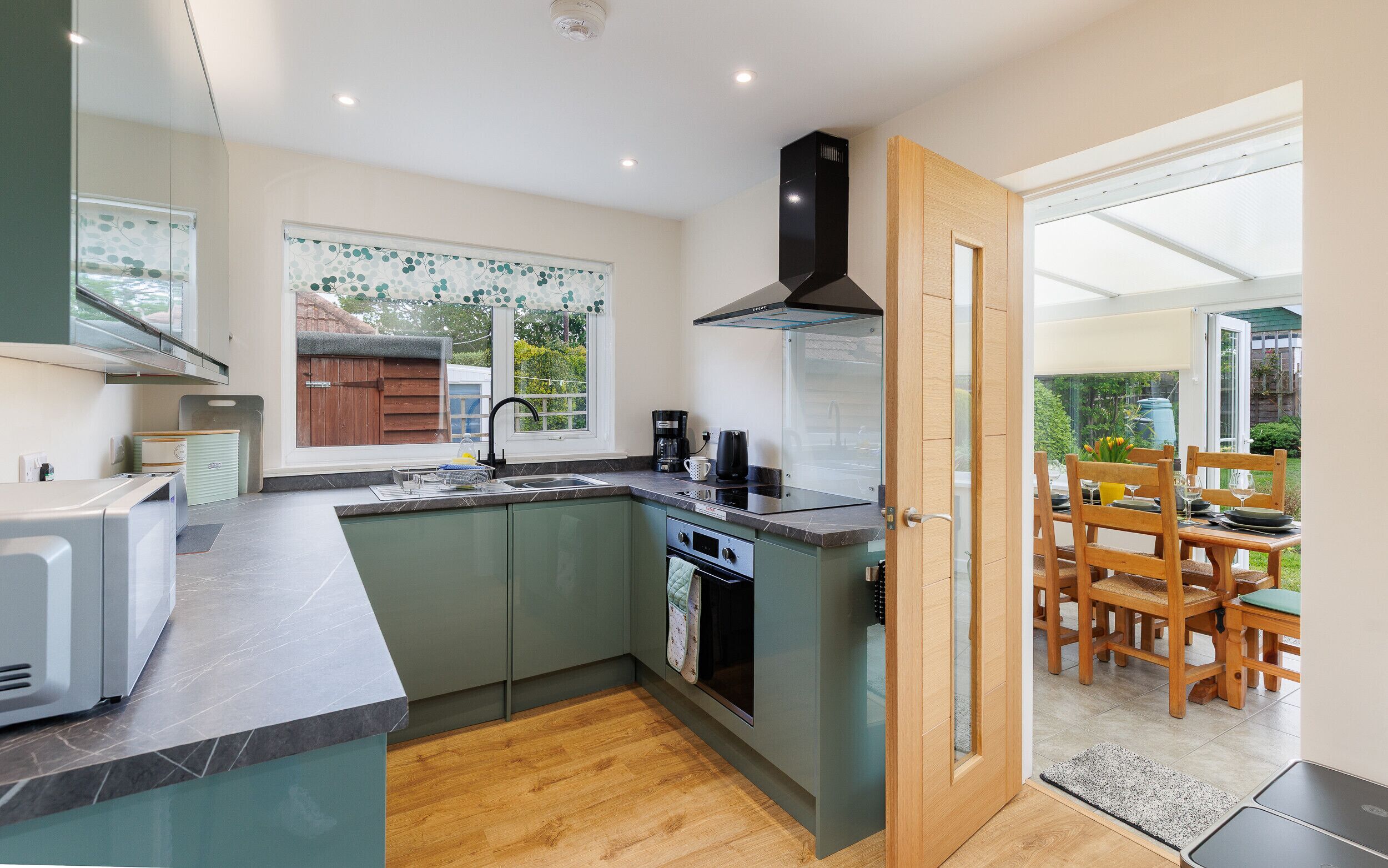 Fridge, microwave, oven, electric kettle